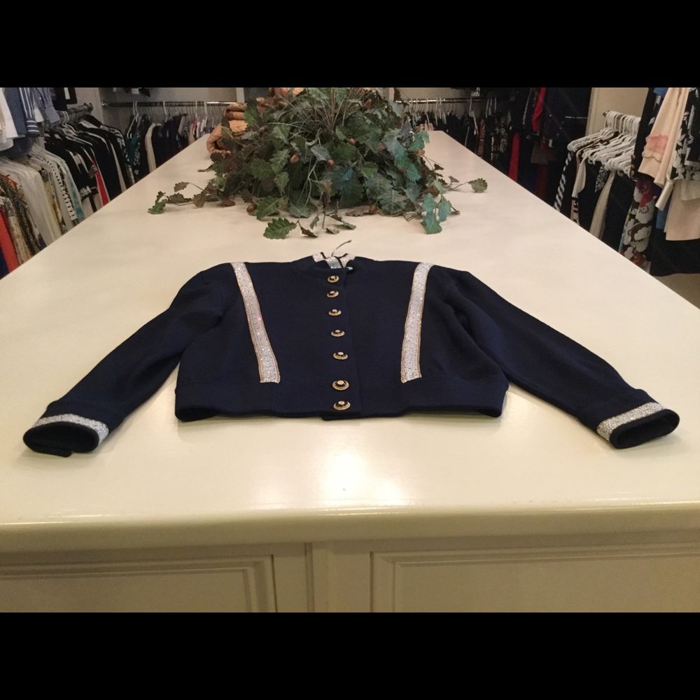 St John Evening Jacket - Navy Blue, Silver, Gold